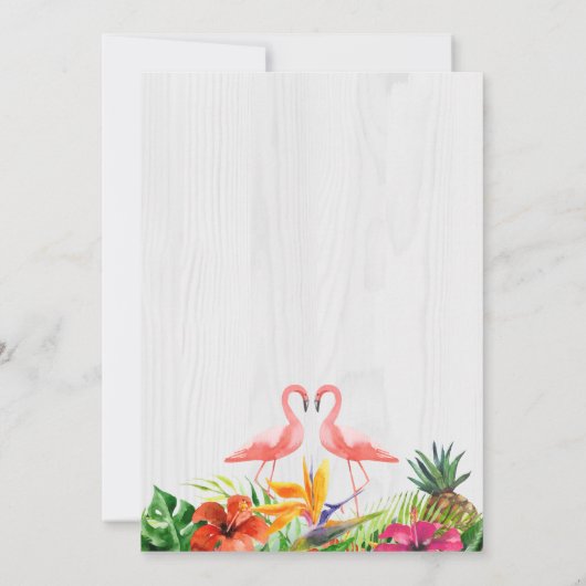 Save The Date | Luau Tropical Floral Flamingo (Rückseite)
