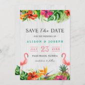 Save The Date | Luau Tropical Floral Flamingo (Vorne/Hinten)