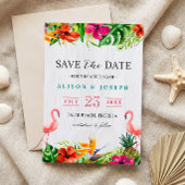 Save The Date | Luau Tropical Floral Flamingo