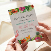 Save The Date | Luau Tropical Floral Flamingo