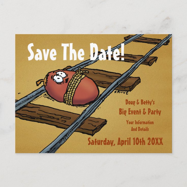 Save the Date lustige Mitteilung Ankündigungspostkarte Zazzle.de