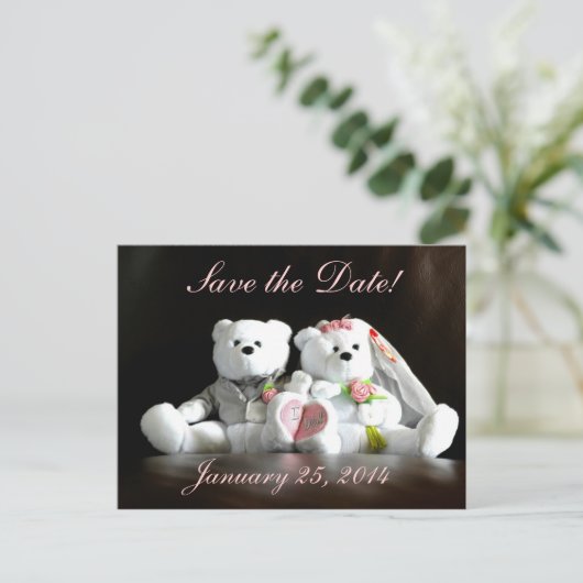 Save the Date mache ich Bären Ankündigungspostkarte (Stehend Vorderseite)
