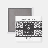 SAVE THE DATE: Magnet :: Damask - schwarz (Vorderseite/Rückseite)