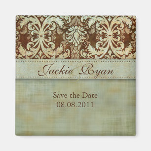 Save the Date Magnet-Damast-Grün Vintag Magnet