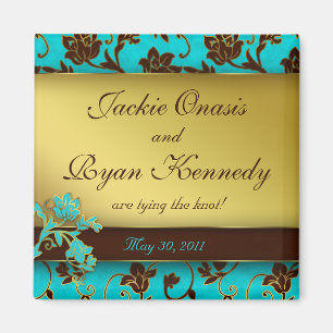 Save the Date Magnet-elegantes Goldblumen-BB 2 Magnet