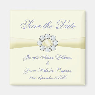 Save the Date Magnet-Elfenbein mit Perle u. Magnet
