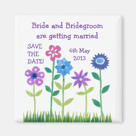 "Save the Date" Magnet, Rosa und Blau Blumen Magnet