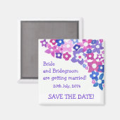 "Save the Date" Magnet, Rosa und Blau Blumen Magnet (Vorderseite/Rückseite)