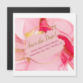 Save the Date Magnetkarte in Rosa und Gold (Vorne/Hinten)