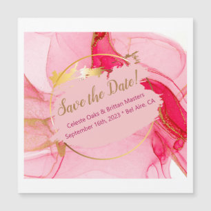 Save the Date Magnetkarte in Rosa und Gold