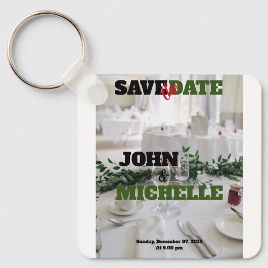 Save the Date Magnetkartenelegante Schlüsselanhänger (Vorderseite)
