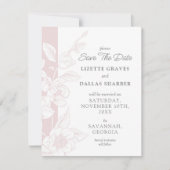 Save the Date Magnolia Blush Southern Wedding Card Einladung (Vorderseite)