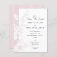 Save the Date Magnolia Blush Southern Wedding Card