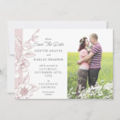 Save the Date Magnolia Blush Wedding 4-Foto Card Einladung (Vorderseite)