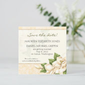Save the Date - Magnolia Damask (Stehend Vorderseite)