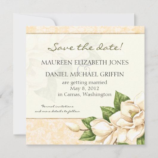 Save the Date - Magnolia Damask (Vorderseite)