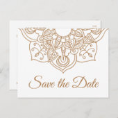 Save the Date Mandal Wedding Verlobung Brown Boho Postkarte (Vorne/Hinten)