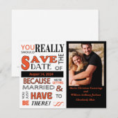 Save the Date (Mandarine) Ankündigung (Vorne/Hinten)