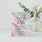 Save the Date Marble AlcoholInk Holographic Gliter (Stehend Vorderseite)