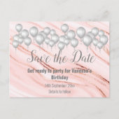 Save the Date Marble Balloon Sparkle All Occassion Ankündigungspostkarte (Vorderseite)