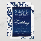 Save the Date Marmor, Weiß und Silber (Vorne/Hinten)