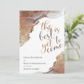 Save the Date Marmorfarben Gold und Bronze Einladung (Stehend Vorderseite)