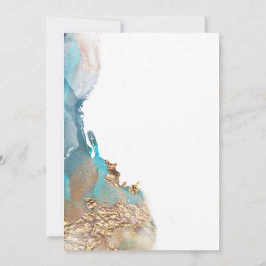 Save the Date Marmorfarben Türkis und Gold Einladung (Rückseite)