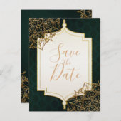 Save the Date marokkanische Nächte mit Grün und Go Ankündigungspostkarte (Vorne/Hinten)