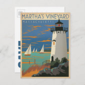 Save The Date | Martha's Vineyard, MA Lighthouse Ankündigungspostkarte (Vorne/Hinten)