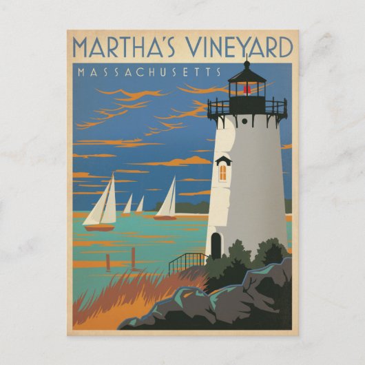 Save The Date | Martha's Vineyard, MA Lighthouse Ankündigungspostkarte (Vorderseite)