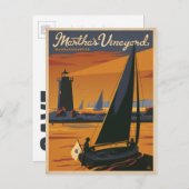 Save The Date | Martha's Vineyard, MA - Sailboat Ankündigungspostkarte (Vorne/Hinten)