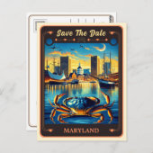 Save The Date | Maryland Einladung Postkarte (Vorne/Hinten)