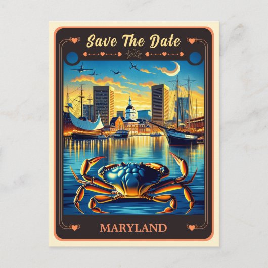 Save The Date | Maryland Einladung Postkarte (Vorderseite)