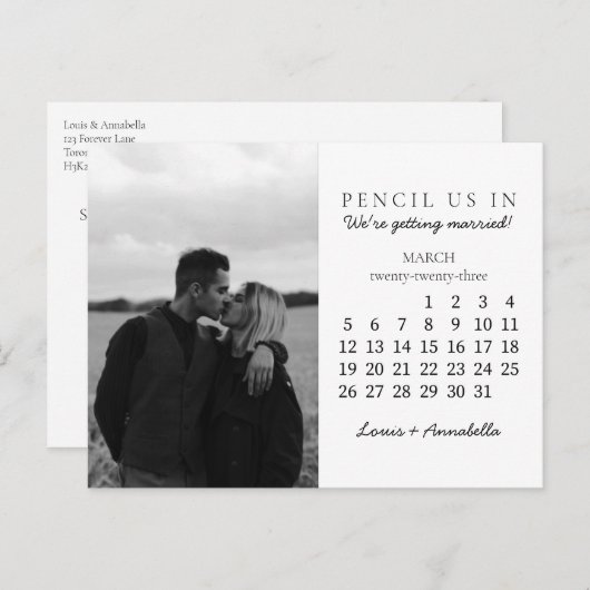 Save the Date März 2023 Kalendermonat Postkarte (Vorne/Hinten)