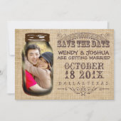 Save the Date Mason Jar Burlap Rustic Wedding (Vorderseite)
