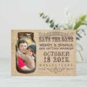 Save the Date Mason Jar Burlap Rustic Wedding (Stehend Vorderseite)