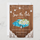 Save the Date Mason Jar Lights Wood Lace (Vorderseite)