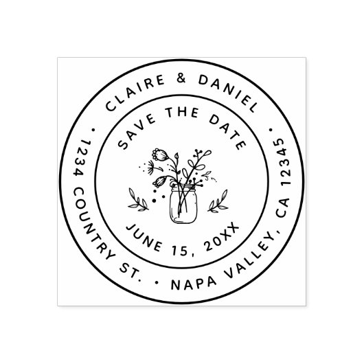 Save the Date Mason Jar Rücksendeadresse Gummistempel (Prägung)