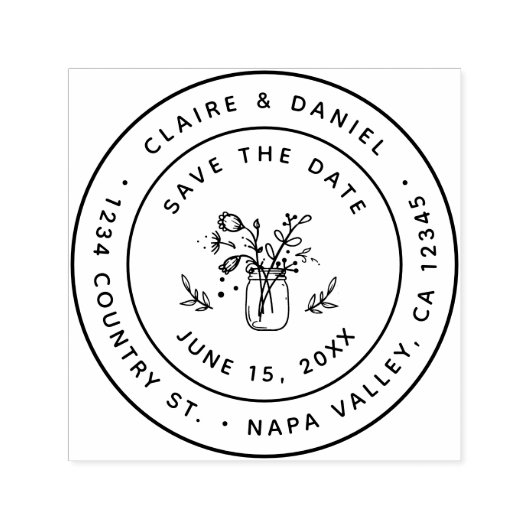 Save the Date Mason Jar Rücksendeadresse Selbstfar Permastempel (Design)