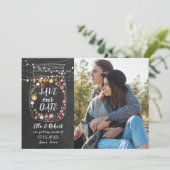 Save the Date Mason Jar String Lights Boho Foto (Stehend Vorderseite)