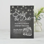 Save the Date Mason Jar String Lights Chalkboard (Stehend Vorderseite)