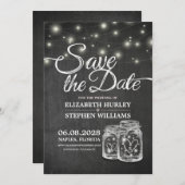 Save the Date Mason Jar String Lights Chalkboard (Vorne/Hinten)