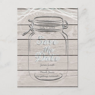 Save the Date Mason Jar & String Lights Hochzeit Ankündigungspostkarte
