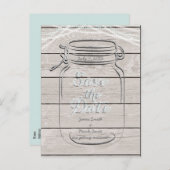 Save the Date Mason Jar & String Lights Hochzeit Ankündigungspostkarte (Vorne/Hinten)
