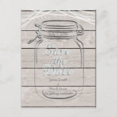 Save the Date Mason Jar & String Lights Hochzeit Ankündigungspostkarte (Vorderseite)