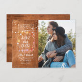 Save the Date Mason Jar String Lights Rustikales F Postkarte (Vorne/Hinten)