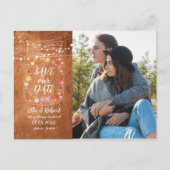 Save the Date Mason Jar String Lights Rustikales F Postkarte (Vorderseite)