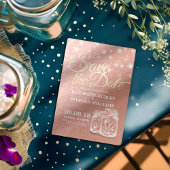 Save the Date Mason Jars & String Lights Rose Gold