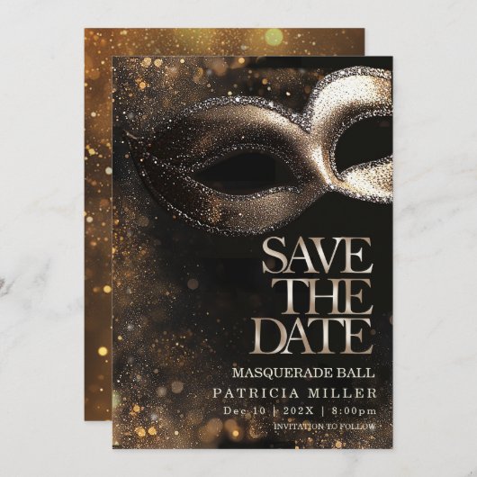 Save the Date Masquerade Party Einladung (Vorne/Hinten)