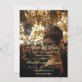 Save the Date Masquerade Quinceanera Foto Einladung (Vorderseite)